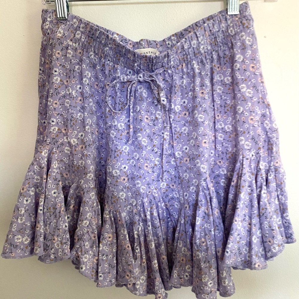 Aeropostale Purple Ruffled Mini Skirt with Smocked Tie Front
